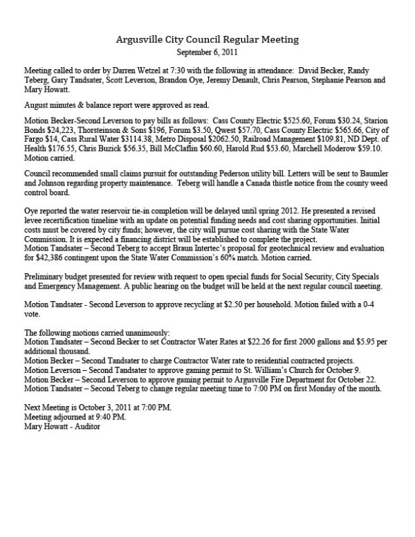 USA Argusville City Council Editable Meeting Minutes Template in Word and PDF formats