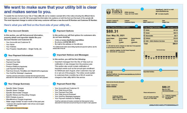 USA City of Tulsa Editable Utility Bill Template in Word and PDF formats