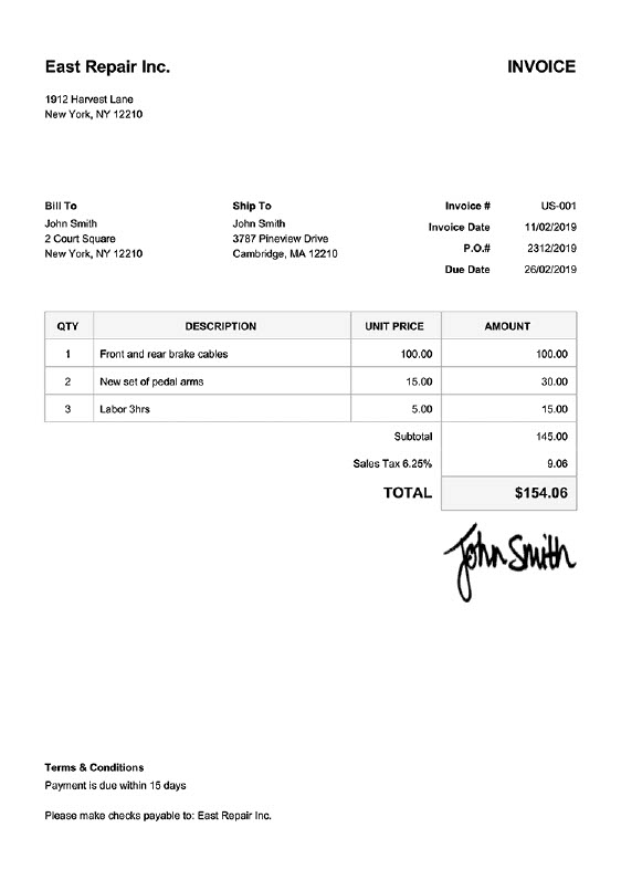 USA East Repair Inc Editable Utility Bill Template in Word and PDF formats 4 page