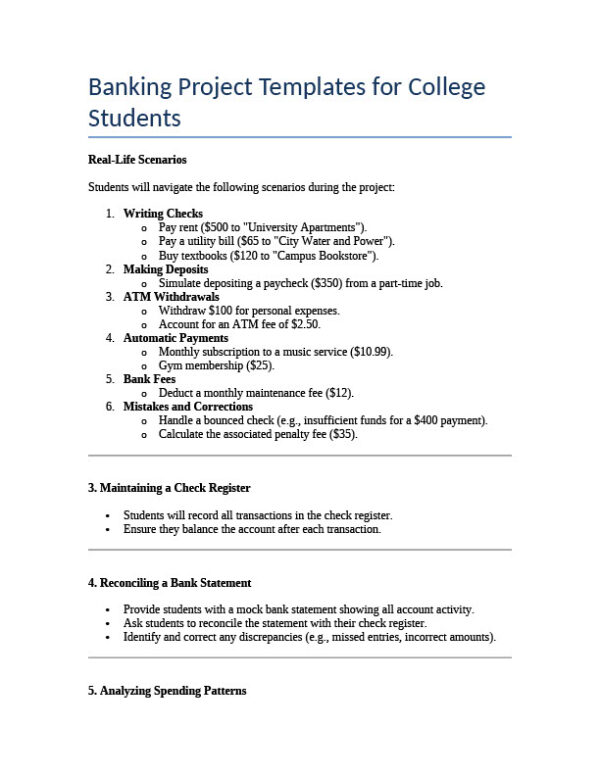 USA Editable Banking Project Template in Word and PDF formats 3 page