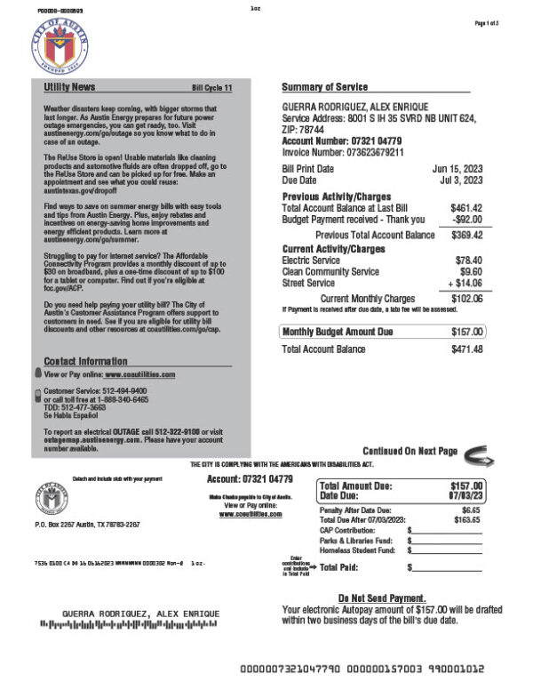 USA Electric Provider Editable Utility Bill Template in Word and PDF formats 4 page