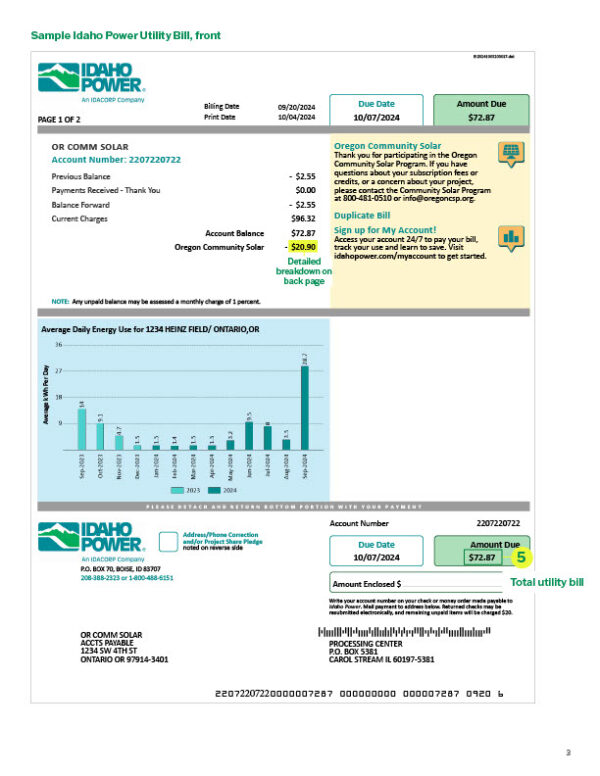 USA Idaho Power Editable Water Bill Template in Word and PDF formats 2 page