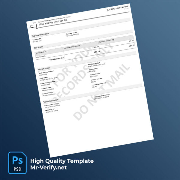 USA Internal Revenue Service Editable Payment Confirmation Template in Word and PDF formats