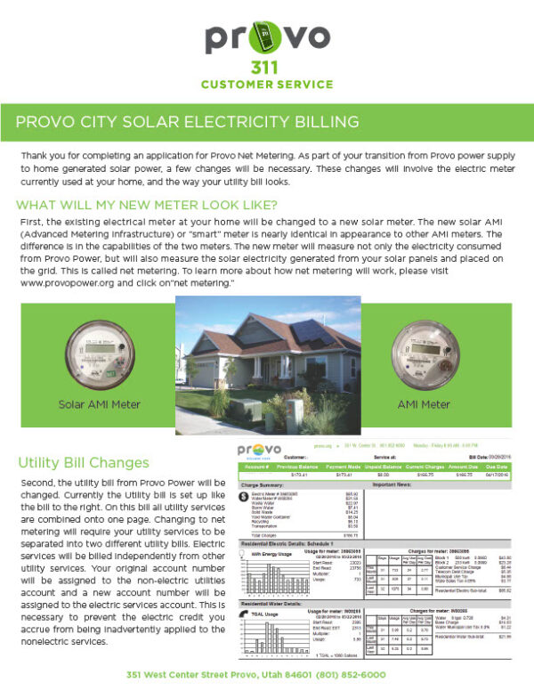USA Provo Power Editable Solar Bill Template in Word and PDF formats 2 page