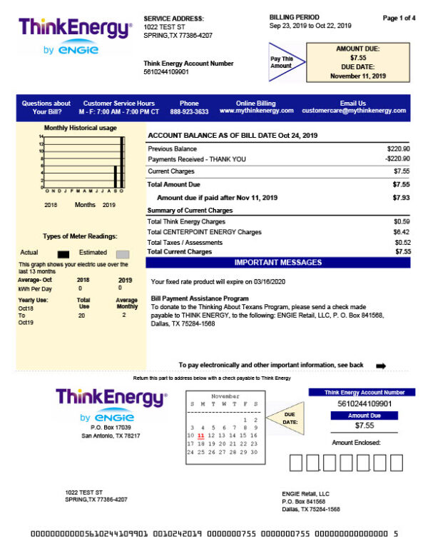 USA Think Energy Editable Utility Bill Template in Word and PDF formats 4 page