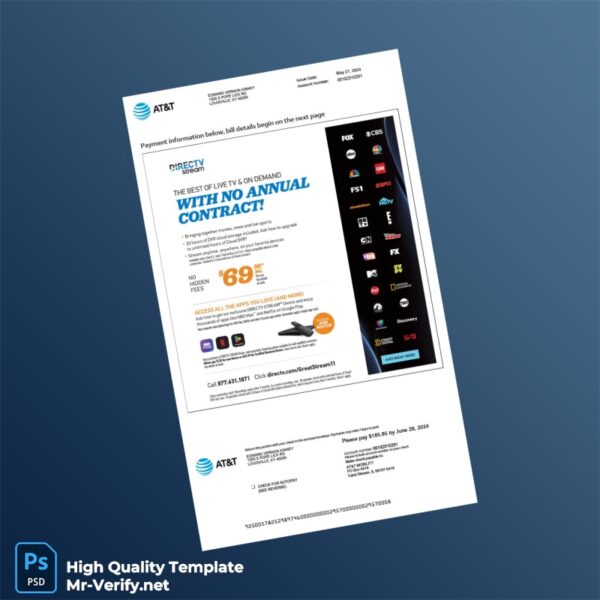 USA AT T Editable Phone Bill Template in Word and PDF formats 7 page