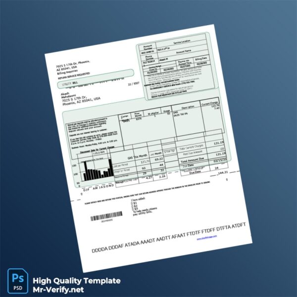 USA Akash Editable Utility Bill Template in Word and PDF formats 2 page