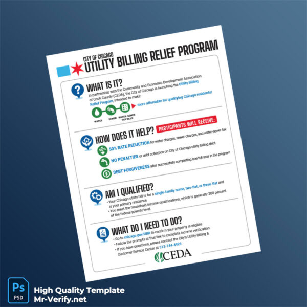 USA CEDA Editable Utility Billing Relief Program Template in Word and PDF formats