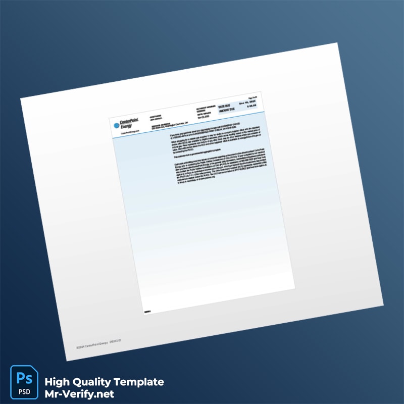USA CenterPoint Energy Editable Gas Bill Template in Word and PDF formats 3 page USA CenterPoint Energy Editable Gas Bill Template in Word and PDF formats 3 page