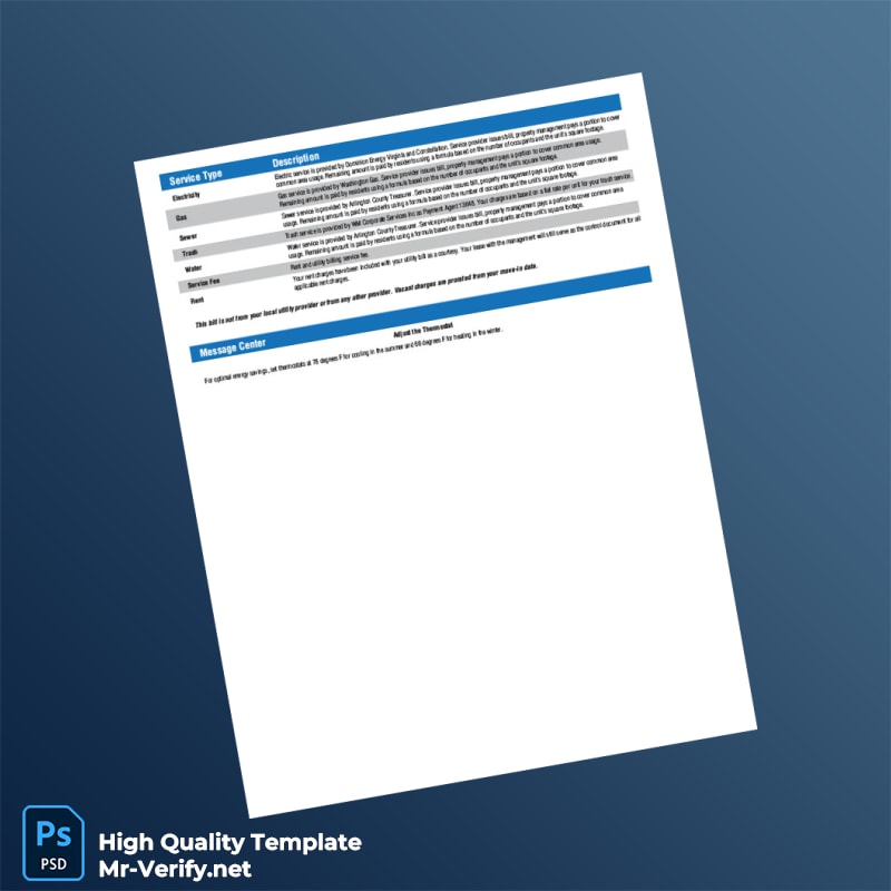 USA Conservice Editable Utility Bill Template in Word and PDF formats 2 page USA Conservice Editable Utility Bill Template in Word and PDF formats 2 page