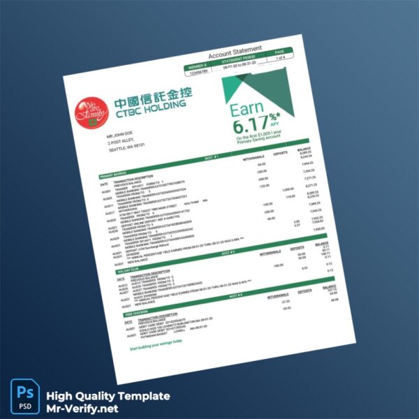 USA DCU Bank Statement Template in Word and PDF formats 3 page