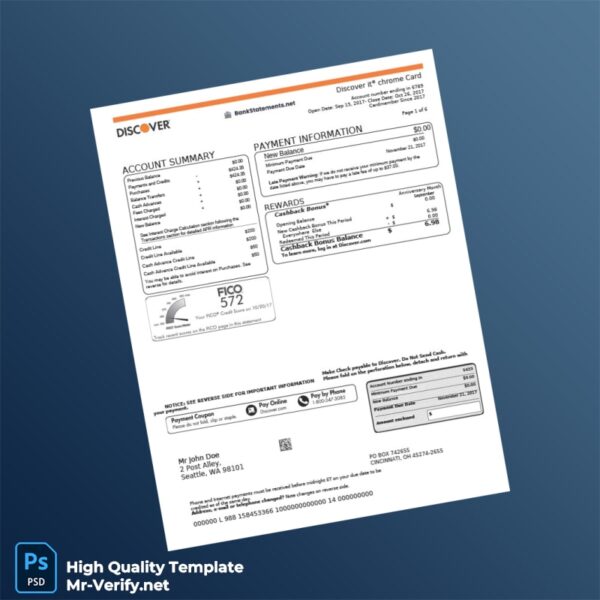 USA Discover Bank Statement Template in Word and PDF formats 7 page