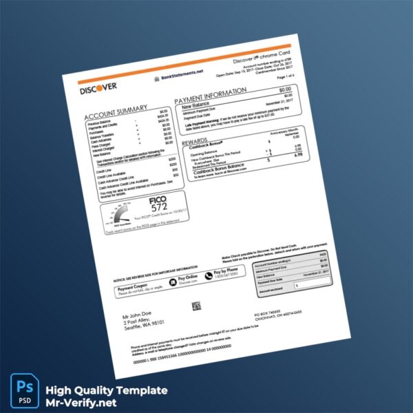 USA Discover Credit Card Statement Template in Word and PDF formats 7 page
