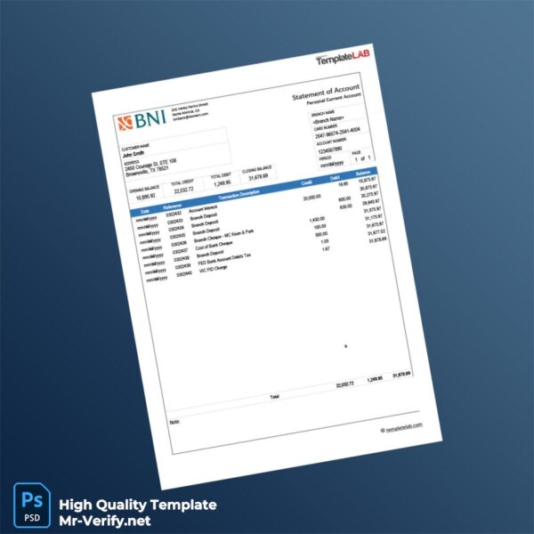 USA Document Type Template in Word and PDF formats