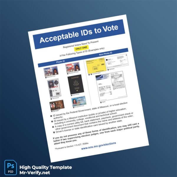 USA Editable Acceptable Ids Template in Word and PDF formats
