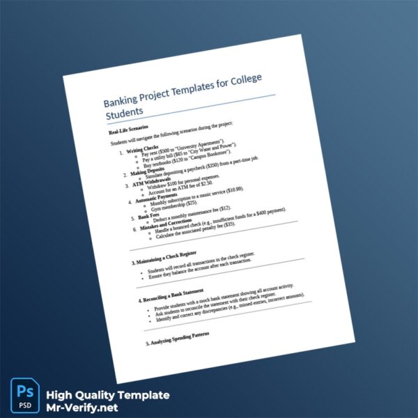 USA Editable Banking Project Template in Word and PDF formats 3 page