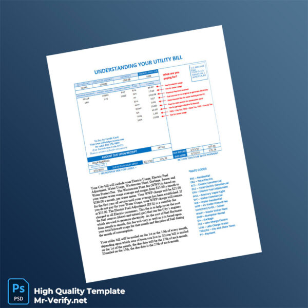 USA Editable Electricity Bill Template in Word and PDF formats