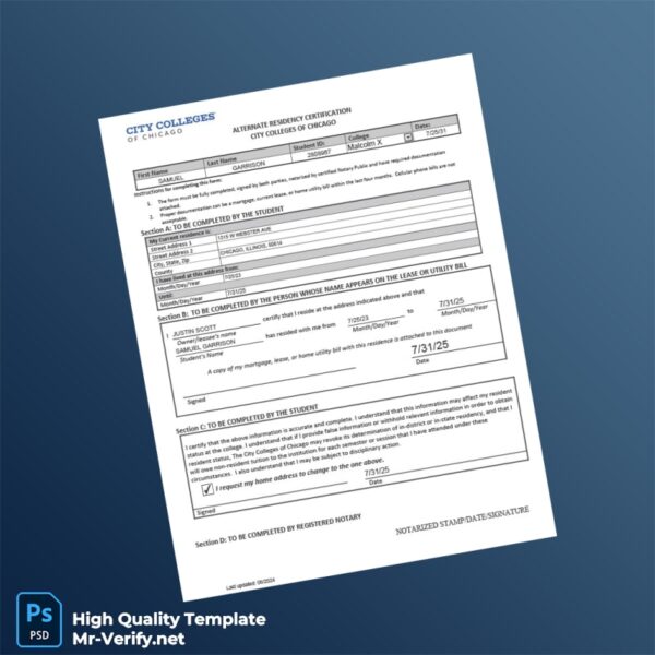 USA Editable Residency Certification Template in Word and PDF formats