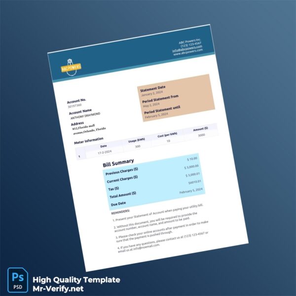 USA Editable Statement Template in Word and PDF formats