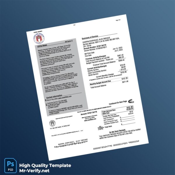 USA Electricity Provider Editable Utility Bill Template in Word and PDF formats 4 page