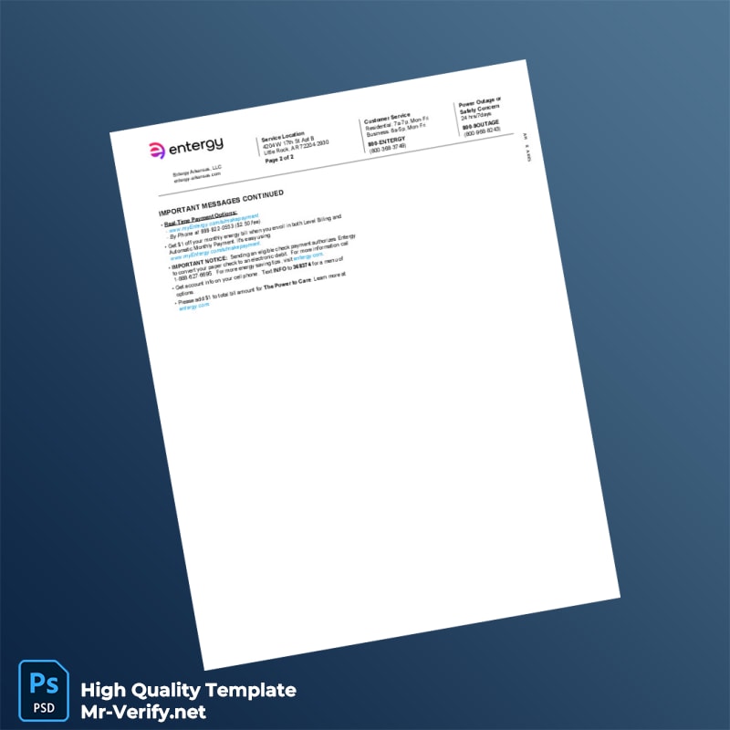 USA Entergy Editable Utility Bill Template in Word and PDF formats 4 page USA Entergy Editable Utility Bill Template in Word and PDF formats 4 page