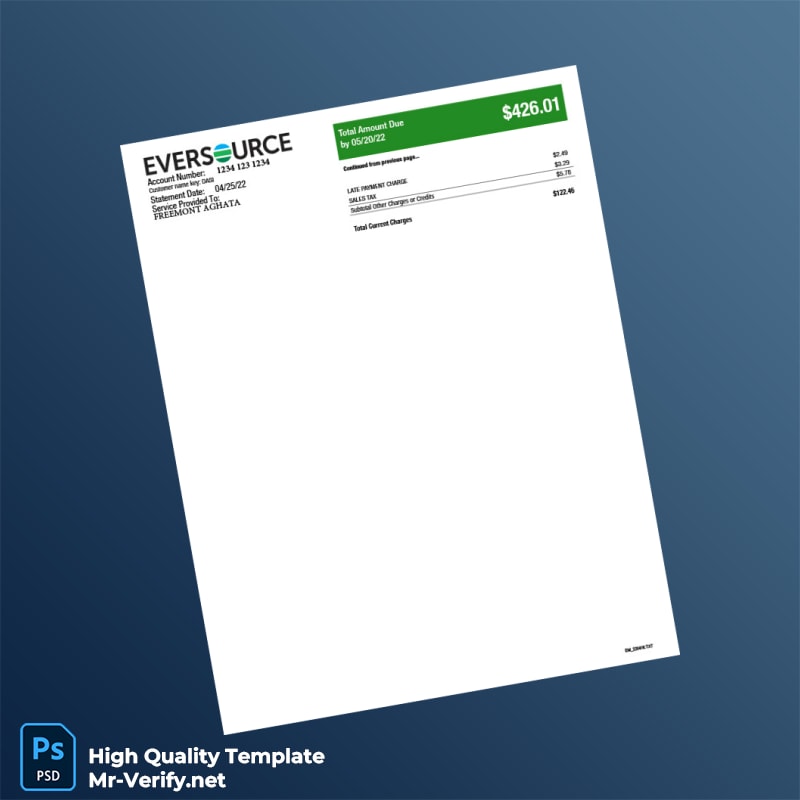 USA Eversource Editable Electricity Bill Template in Word and PDF formats 3 page USA Eversource Editable Electricity Bill Template in Word and PDF formats 3 page