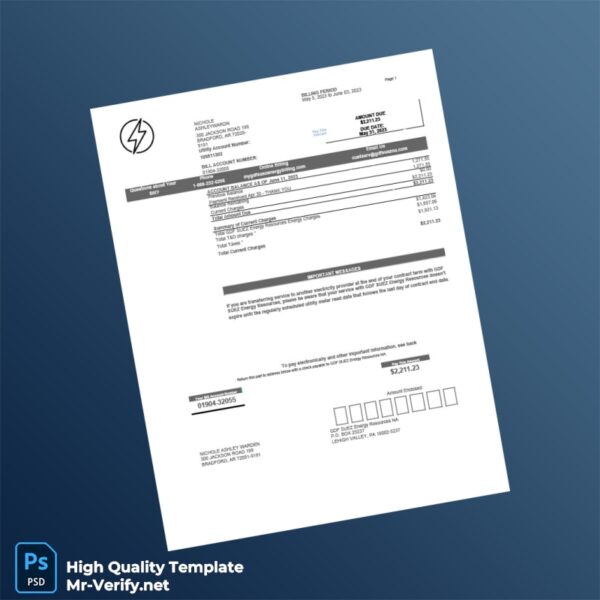 USA GDF SUEZ Energy Resources Editable Utility Bill Template in Word and PDF formats 4 page