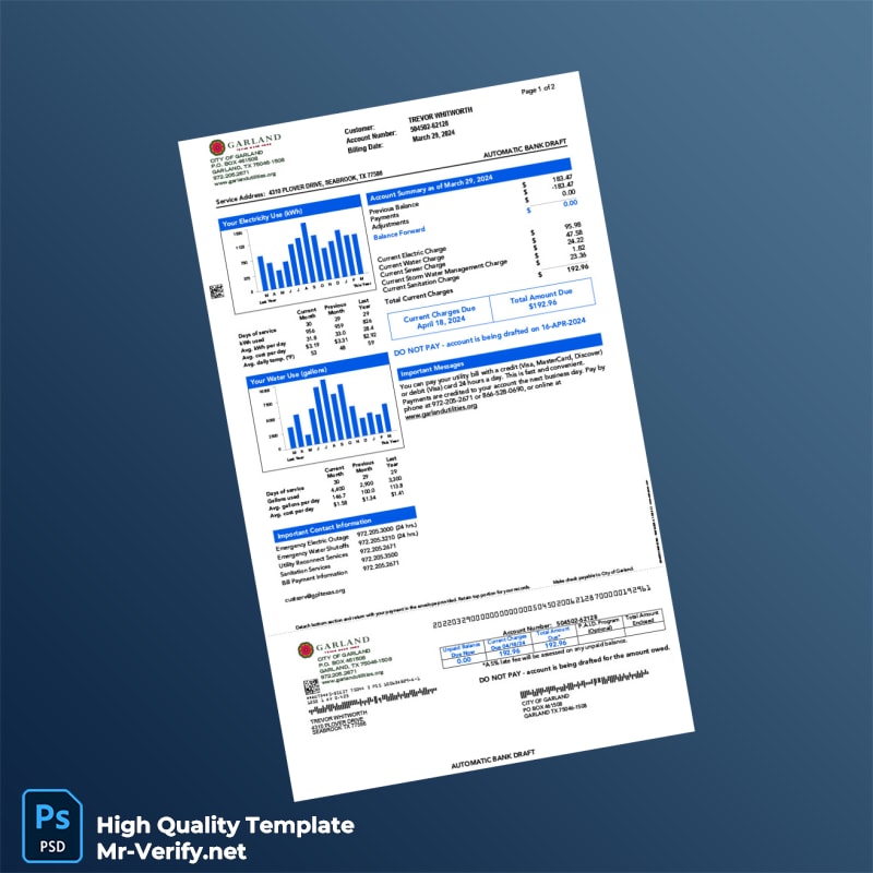 USA Garland Editable Electricity Bill Template in Word and PDF formats 2 page USA Garland Editable Electricity Bill Template in Word and PDF formats 2 page