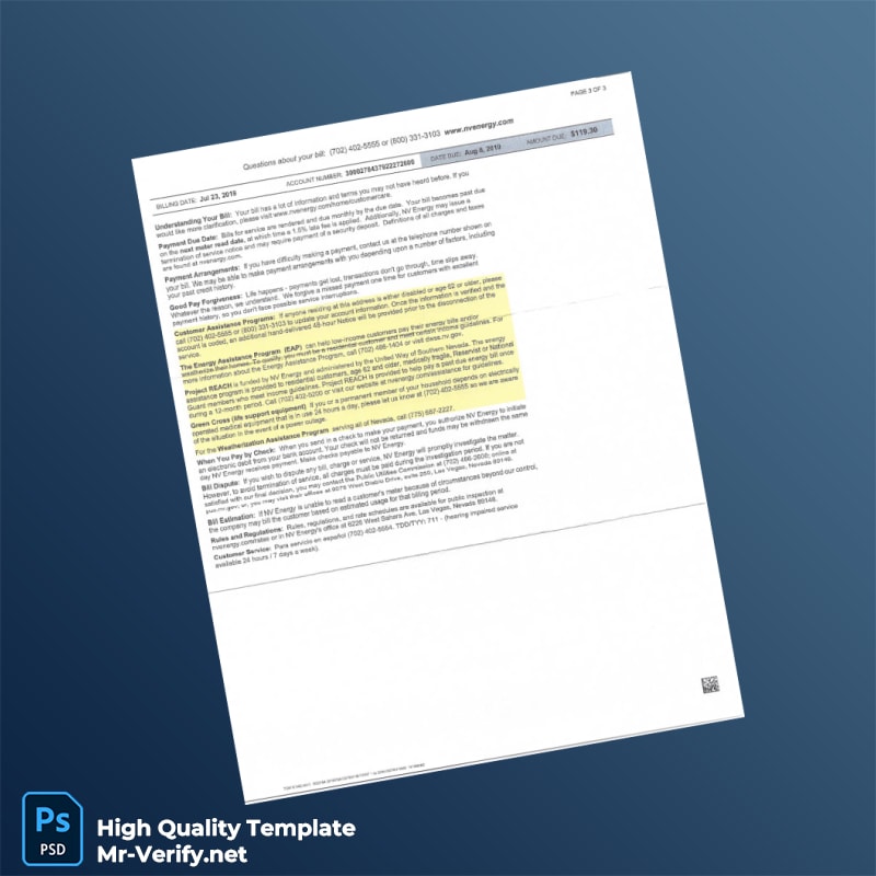 USA NV Energy Editable Utility Bill Template in Word and PDF formats 4 page USA NV Energy Editable Utility Bill Template in Word and PDF formats 4 page