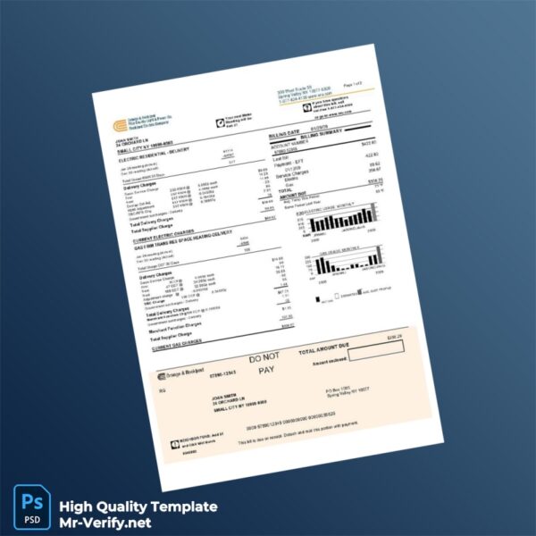 USA Orange Rockland Editable Utility Bill Template in Word and PDF formats