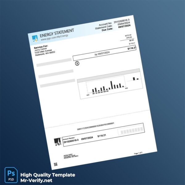 USA PG E Editable Utility Bill Template in Word and PDF formats