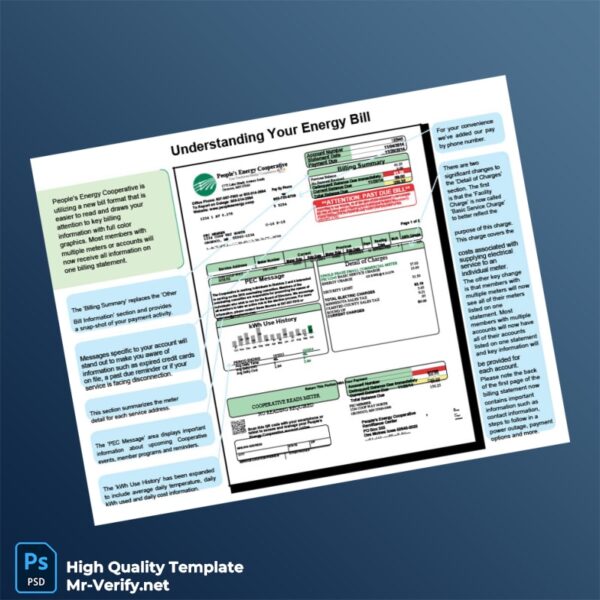 USA People s Energy Cooperative Editable Utility Bill Template in Word and PDF formats 3 page