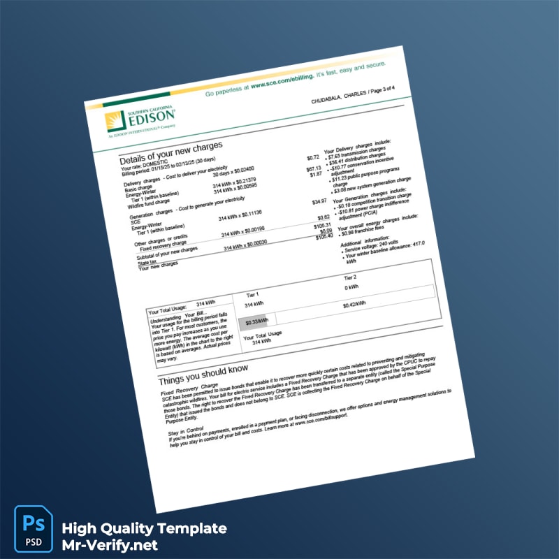 USA SCE Editable Utility Bill Template in Word and PDF formats 4 page USA SCE Editable Utility Bill Template in Word and PDF formats 4 page