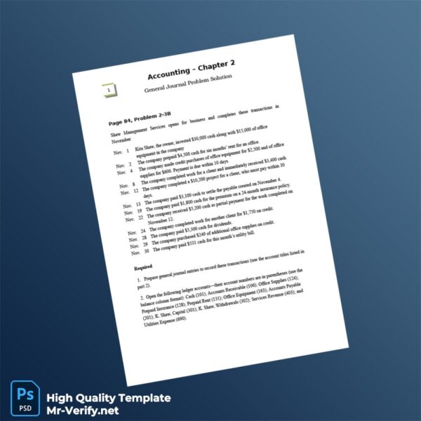 USA Shaw Management Services Editable Journal Template in Word and PDF formats 3 page