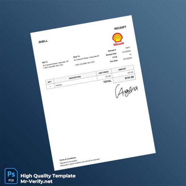 USA Shell Editable Utility Bill Template in Word and PDF formats