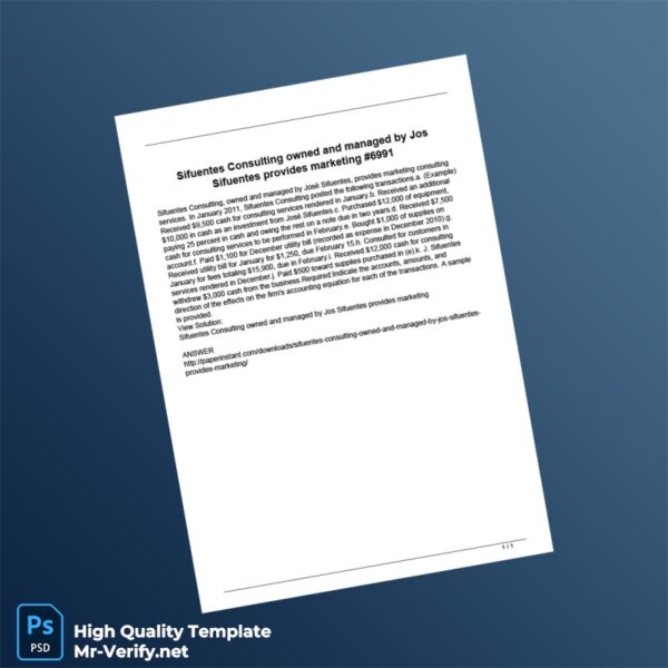 USA Sifuentes Consulting Editable Marketing Document Template in Word and PDF formats
