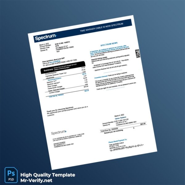 USA Spectrum Editable Billing Statement Template in Word and PDF formats 4 page
