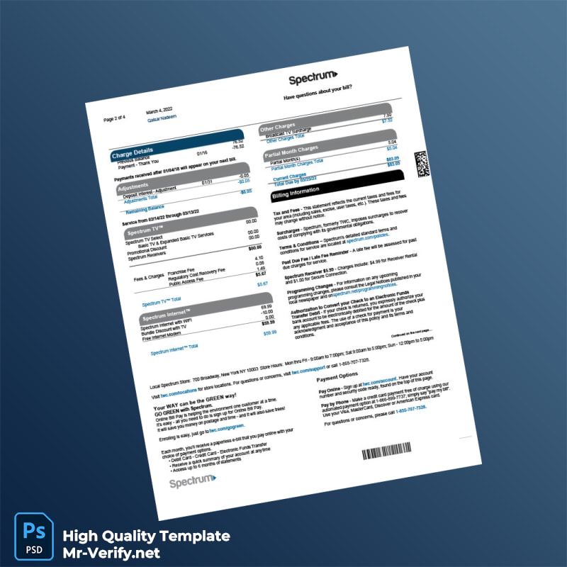 USA Spectrum Editable Billing Statement Template in Word and PDF formats 4 page USA Spectrum Editable Billing Statement Template in Word and PDF formats 4 page