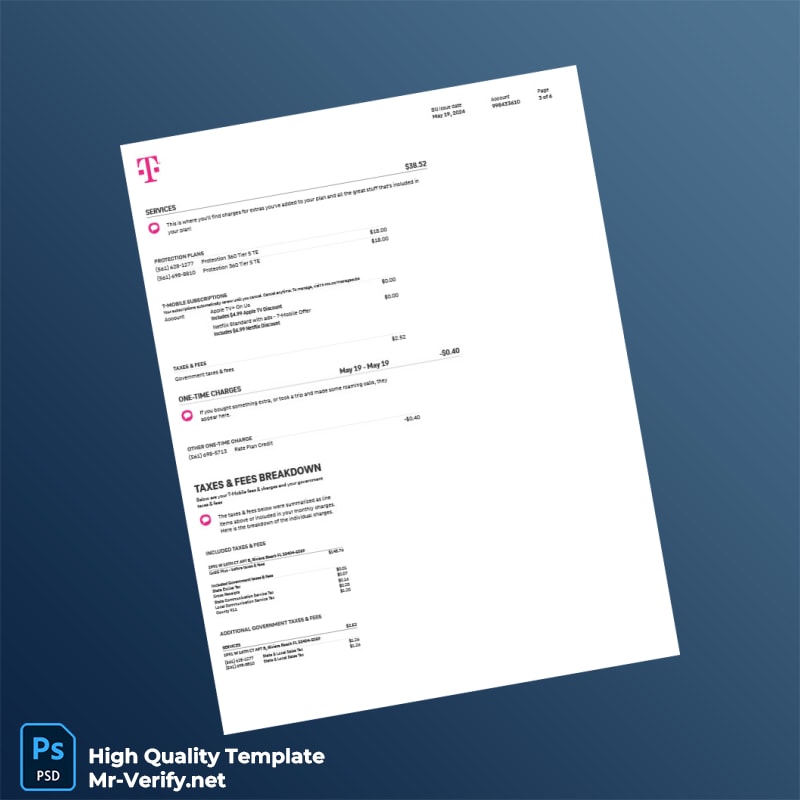 USA T Mobile Us Editable Summary Bill Template in Word and PDF formats 6 page USA T Mobile Us Editable Summary Bill Template in Word and PDF formats 6 page