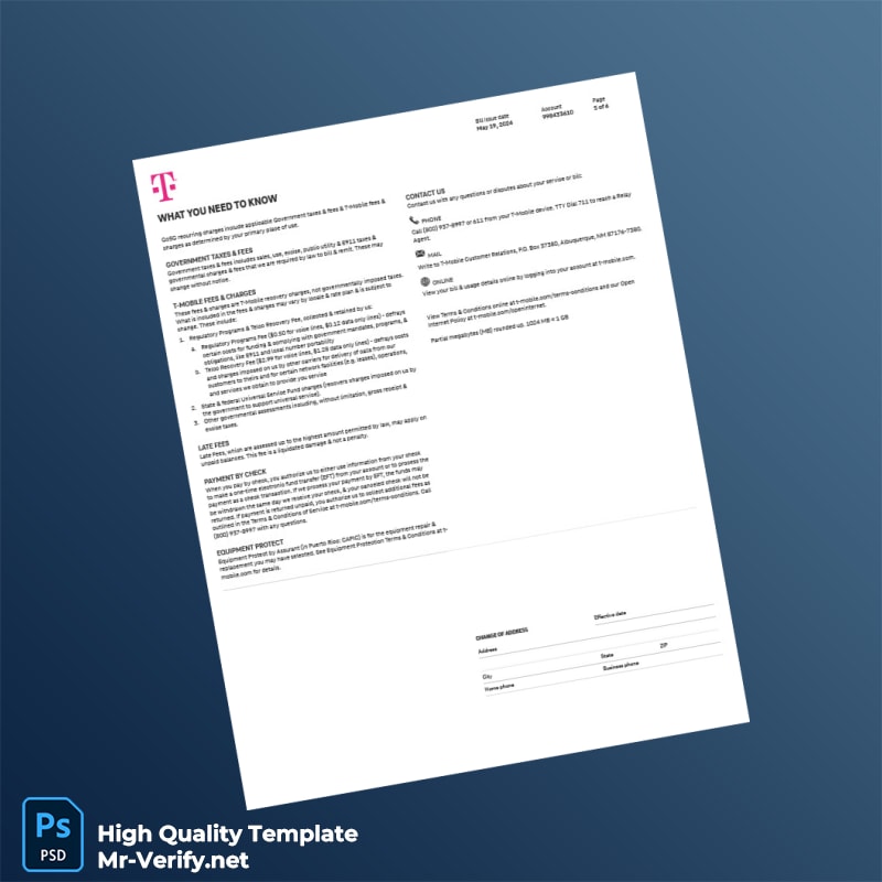 USA T Mobile Us Editable Summary Bill Template in Word and PDF formats 6 page USA T Mobile Us Editable Summary Bill Template in Word and PDF formats 6 page