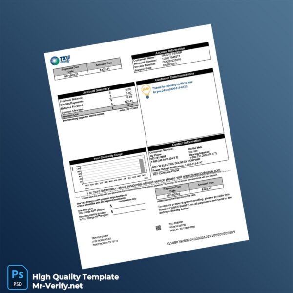 USA TXU Energy Editable Electricity Bill Template in Word and PDF formats 4 page