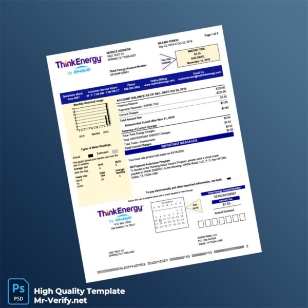 USA Think Energy Editable Utility Bill Template in Word and PDF formats 4 page