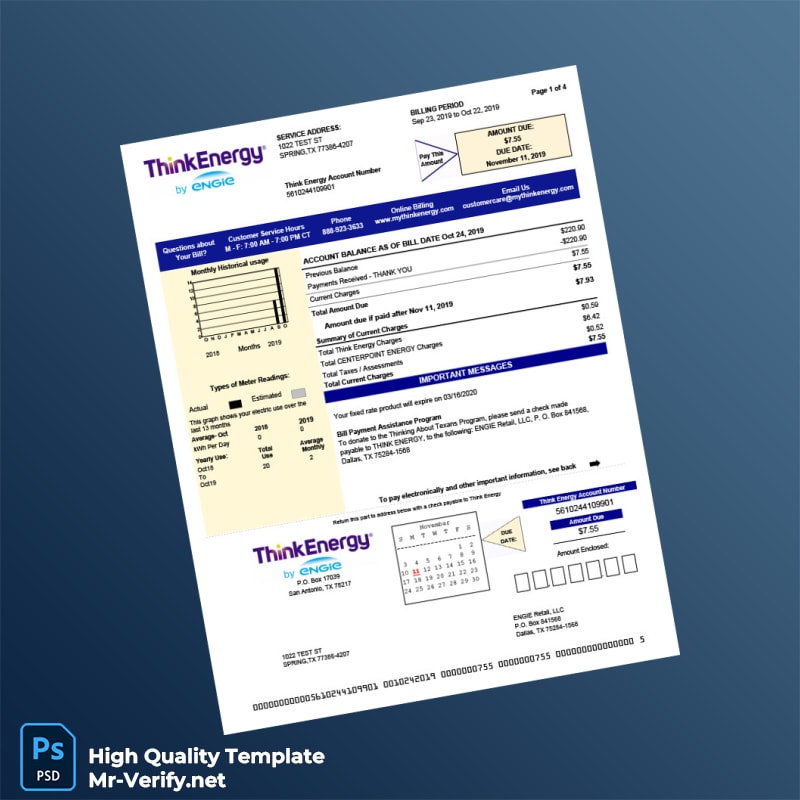 USA Think Energy Editable Utility Bill Template in Word and PDF formats 4 page USA Think Energy Editable Utility Bill Template in Word and PDF formats 4 page