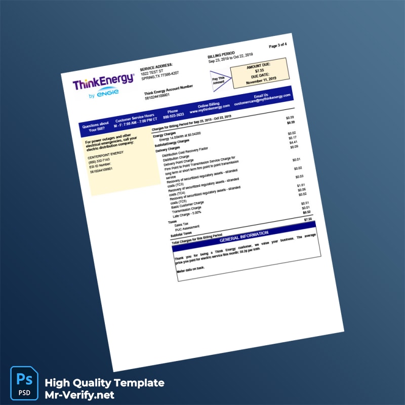 USA Think Energy Editable Utility Bill Template in Word and PDF formats 4 page USA Think Energy Editable Utility Bill Template in Word and PDF formats 4 page