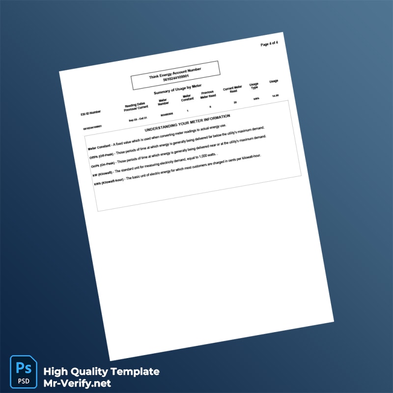 USA Think Energy Editable Utility Bill Template in Word and PDF formats 4 page USA Think Energy Editable Utility Bill Template in Word and PDF formats 4 page