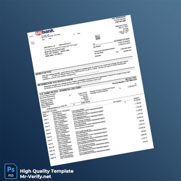 USA US Bank Credit Card Statement Template in Word and PDF formats 7 page