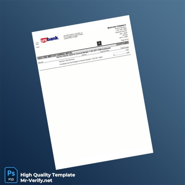 USA Usbank Bank Statement Template in Word and PDF formats 5 page