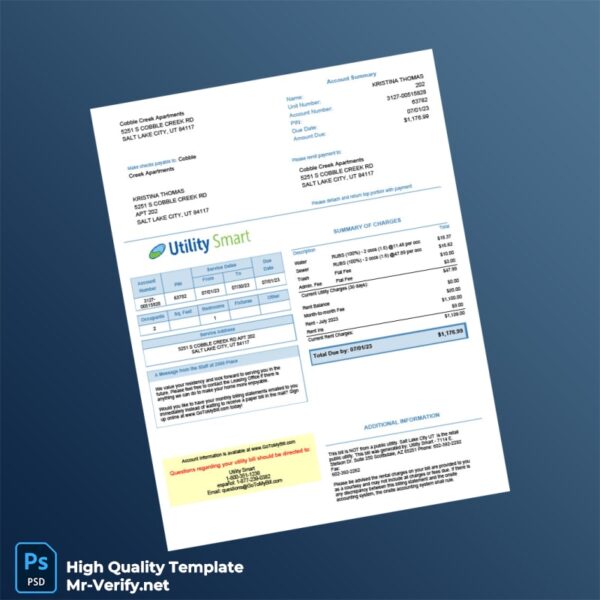 USA Utility Smart Editable Tenant Utility Rent Bill Template in Word and PDF formats