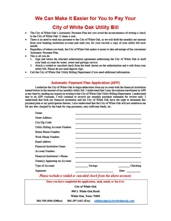 United States City of White Oak Editable Bank Draft Form Template in Word and PDF formats