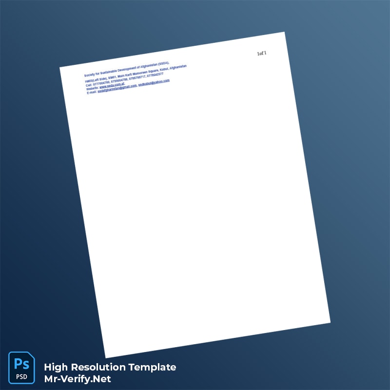 Editable Afghanistan Society for Sustainable Development Employment Verification Letter Word and Pdf Template 2 page Editable Afghanistan Society for Sustainable Development Employment Verification Letter Word and Pdf Template 2 page